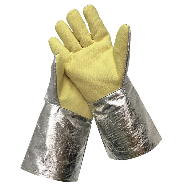 Heat Resistant Glove - ถุงมือเคลือบอะลูมิเนียมอะรามิดสีเหลือง ทนความร้อนได้ถึง 500 องศา เหมาะสำหรับงานที่ต้องทนต่ออุณหภูมิสูง