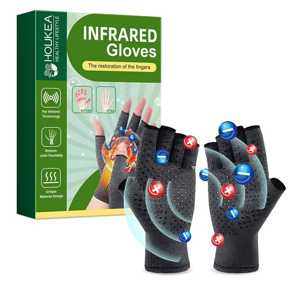 Motorcycle Glove Knuckle - ถุงมือบรรเทาอาการปวดข้ออักเสบแบบครึ่งนิ้ว ช่วยลดอาการบวมของข้อต่อ สายรัดข้อมือ ผ้าระบายอากาศได้ดี