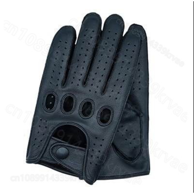 Leather Driving Glove - ถุงมือขับรถระบายอากาศถุงมือผู้ชายถุงมือรถจักรยานยนต์หนังแท้ถุงมือหนังแกะแฟชั่นผู้หญิงสีดํา Guantes