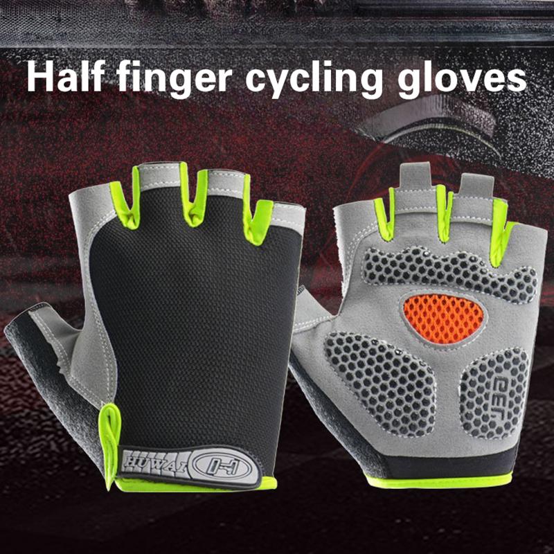 Workout Glove Gym - ถุงมือปั่นจักรยานแบบครึ่งนิ้วสำหรับทุกเพศ กันลื่น ระบายอากาศได้ดี เหมาะสำหรับฤดูร้อน ใช้สำหรับปั่นจักรยาน กีฬา