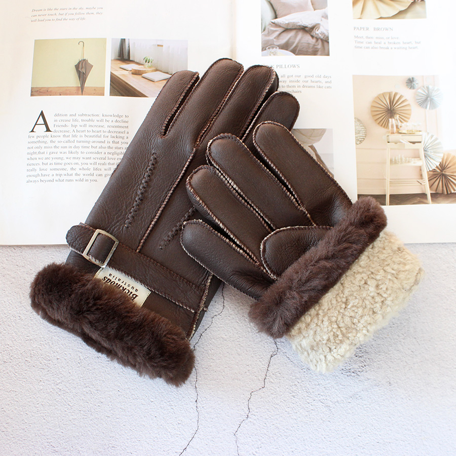 หนังแกะถุงมือขนสัตว์ผู้ชายหนาฤ - Leather Driving Glove บทวิจารณ์และราคา
