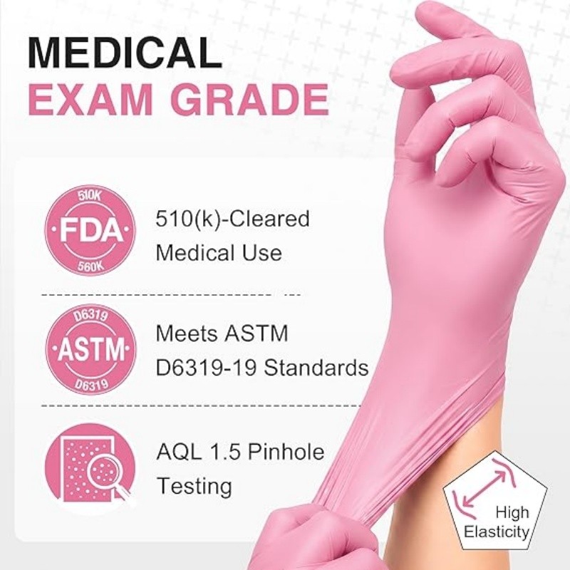 ถุงมือไนไตรล์สีชมพูแบบใช้แล้วท - Latex Disposable Glove บทวิจารณ์และราคา
