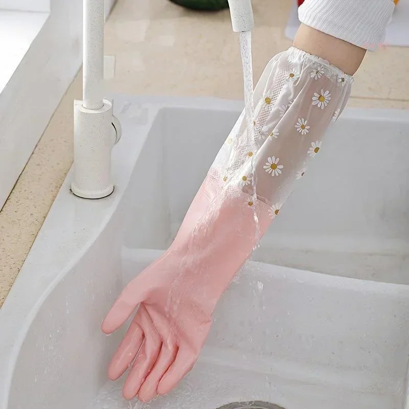 ถุงมือยางแขนยาวสำหรับใช้ในครัว - Rubber Glove Cleaning บทวิจารณ์และราคา