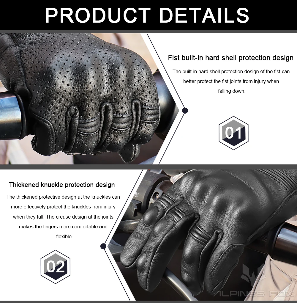 ถุงมือมอเตอร์ไซค์หนังวินเทจ un - Motorcycle Glove Knuckle บทวิจารณ์และราคา